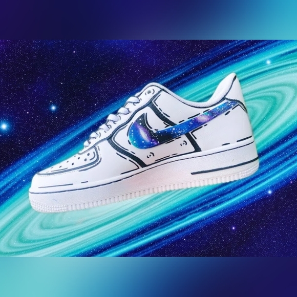 Custom Nike Air Force 1 '07 Galaxy Drip – Hand Painted – Men’s – One of a Kind - Picture 11 of 12